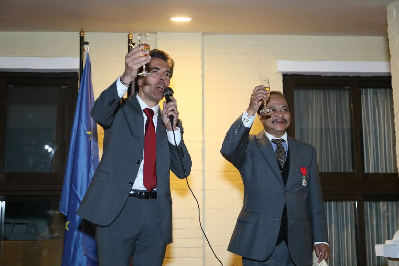 Champagne toast with the French Ambassador